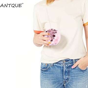 ANTQUE 9 PCS Disco Ball Cup with Straws, Tumbler Reusable Disco Flash Ball Cups for Party, Cocktail Ball Cups Spherical with Lid and Straw Wine Cups for Nightclub Bar Party Decor(Rose Gold)