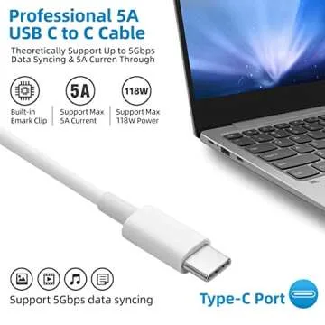 Mac Book Pro Charger - 118W USB C Charger Fast Charger Compatible with MacBook Pro, MacBook Air, M1 M2 M3 M4, iPad Pro, Samsung Galaxy and All USB-C Devices, 6.6ft USB C to C Cable