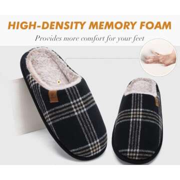 COFACE Men's Cozy Plaid Memory Foam Slippers for All