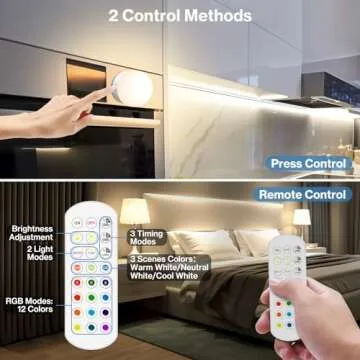 Cadrim Rechargeable Light Bulb, Battery Operated Emergency Lamp with Remote LED Bulbs Detachable Charging Wall Sconce 3 Color, RGB, E26/E27, Timer, Dimmer, for Non-Hardwired, Power Outage, 2 Pack