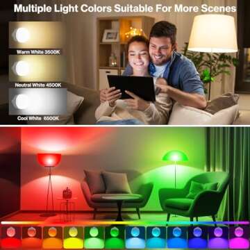 Cadrim Rechargeable Light Bulb, Battery Operated Emergency Lamp with Remote LED Bulbs Detachable Charging Wall Sconce 3 Color, RGB, E26/E27, Timer, Dimmer, for Non-Hardwired, Power Outage, 2 Pack