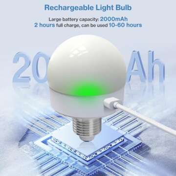Cadrim Rechargeable Light Bulb, Battery Operated Emergency Lamp with Remote LED Bulbs Detachable Charging Wall Sconce 3 Color, RGB, E26/E27, Timer, Dimmer, for Non-Hardwired, Power Outage, 2 Pack
