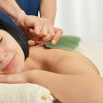 Jade Roller & Gua Sha Massage Tool Set, Jade Roller for Face, 100% All-Natural jade, Highly Potent, Anti Aging Wrinkle, Facial Massager Therapy, Clears Toxins, Reduces Puffiness