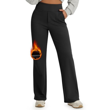 G4Free High Waisted Sweatpants for Women Wide Leg Fleece Lined Pants with Packets Lounge