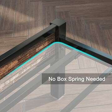 LIKIMIO California King Bed Frame wtih Headboard, Easy Assembly, Noise-Free, No Box Spring Needed, Heavy Strong Metal Support Frames, Rustic Brown