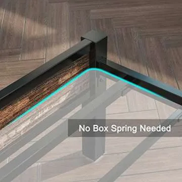 LIKIMIO California King Bed Frame wtih Headboard, Easy Assembly, Noise-Free, No Box Spring Needed, Heavy Strong Metal Support Frames, Rustic Brown