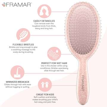 FRAMAR Glitter Detangler Hair Brush - For All Hair Types