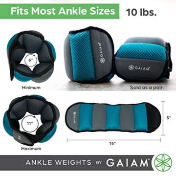 Gaiam Ankle Weights Strength Training Weight Sets For Women & Men With Adjustable Straps - Walking, ...