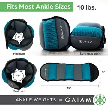 Gaiam Ankle Weights Strength Training Weight Sets For Women & Men With Adjustable Straps - Walking, ...