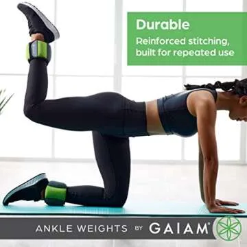 Gaiam Ankle Weights Strength Training Weight Sets For Women & Men With Adjustable Straps - Walking, Running, Pilates, Yoga, Dance, Aerobics, Cardio Exercises (10-Pound Set - Two (2) 5lb Weights)