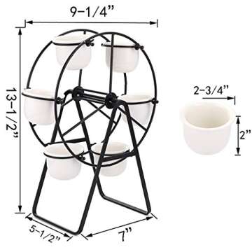 JUXYES Ferris Wheel Planter Succulent Plant Stand with 6 Flower Pot for Home and Office Decor