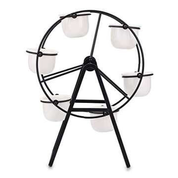 Stylish JUXYES Ferris Wheel Planter with 6 Ceramic Pots