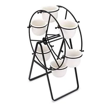 Stylish JUXYES Ferris Wheel Planter with 6 Ceramic Pots