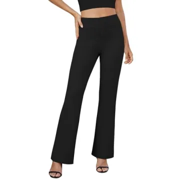 DLOODA Womens Bootcut Dress Pants - Comfortable High Waist Trousers with Pockets