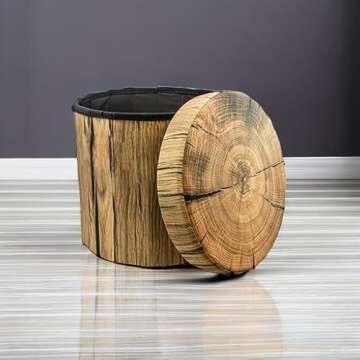 Sorbus Tree Stump Stool, Toy Storage Ottoman 15 Inch Fake tree stumps Log Stool Storage, Artificial Tree Trunk, Perfect Footstool Kids Toy Chest, Rustic Log Cabin Decor Bench, Pedestal, Side End Table