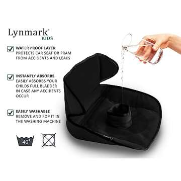 Car Seat Protector for Potty Training | Travel potty Cover from Spillages, Nappy Leaks & Toilet training| Piddle Pad fits all carseat & buggy, age: 6m-4 years old |Keeps seat Clean & dry! Black