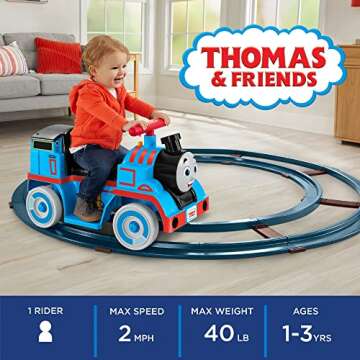 Power Wheels Thomas & Friends Ride-On Train, Thomas with Track, Battery-Powered Toddler Toy for Indo...