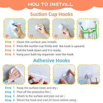 Bath Toy Organizer, SUNDOKI Toy Holder Storage Bags 2 Bath Toy Nets with and 8 Hooks for Kids, Toddlers and Adults (Green)