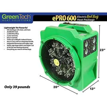 Portable Electric Bed Bug Eradication Heater System | Contains All Equipment for Heat Treatment of Bed Bugs | Gets Rid of All Bed Bugs in a 600 Sq. Foot Room | Professional-Grade | ePro 600 Package