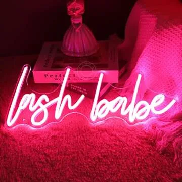 SYLHOME Pink Lash Babe Neon Light Sign Lash Beauty Salon Gorgeous Lady Girls Bedroom Game Room Wall Decor Sign for Party Birthday Christmas Gifts USB 5V 15.8"X6.5"