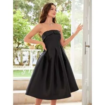 VICICSKY Strapless Satin Short Prom Dress for Women