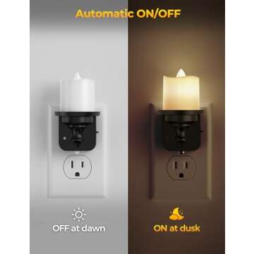 Flameless Candle Night Light, Night Lights Plug into Wall 2 Pack, LED Candle Night Light with Light Sensor, 0-100LM Dimmable Night Light Plug in, 3000K Soft White Nightlight for Kids Hallway Bathroom