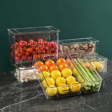 loobuu Plastic Storage Drawer, Clear Stackable Storage Bin, Multi-Use Large Organization Solution for Kitchen, Pantry, Bathroom, Home, Snack, Makeup, Under Sink Organizer Vanity Cabinet