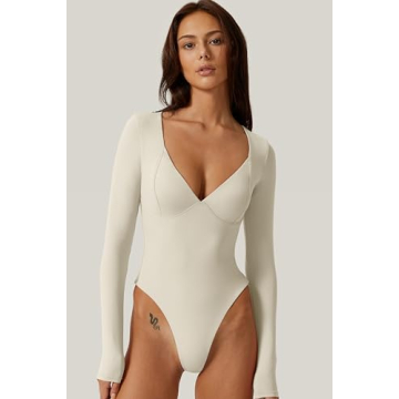 QINSEN Sweetheart Neckline Bodysuit - Stylish Long Sleeve