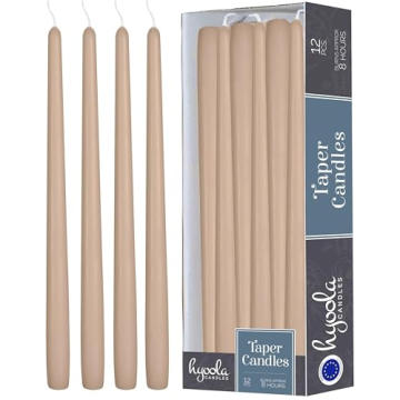 Hyoola 12 Pack Tall Taper Candles - 10 Inch Sahara Beige Dripless, Unscented Dinner Candle - Paraffi...