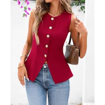 BTFBM Summer Sleeveless Blazer Vest - Elegant Dressy Work Outfit