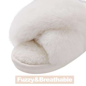Evshine Women's Fuzzy Slippers with Memory Foam Comfort