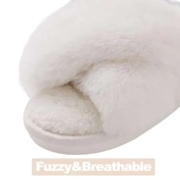 Evshine Women's Fuzzy Slippers with Memory Foam Comfort