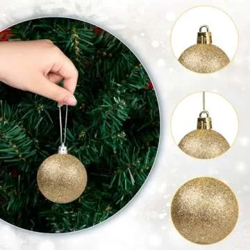 DomeStar 100PCS Christmas Tree Ornaments Shatterproof Baubles