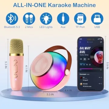 Mini Karaoke Machine - Kids & Adults with 2 Microphones