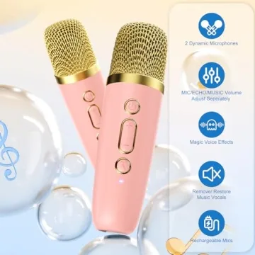 Mini Karaoke Machine - Kids & Adults with 2 Microphones