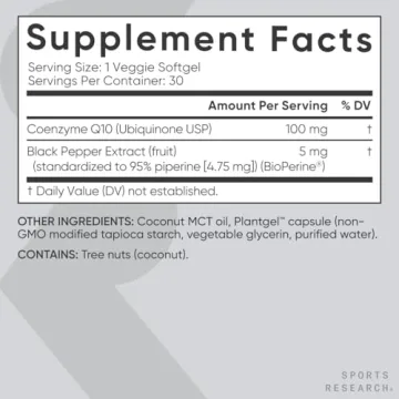Sports Research CoQ10 100mg Vegan Non-GMO Supplement