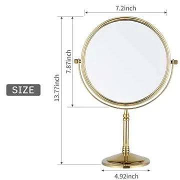 DOWRY Makeup Mirror 10x Magnification Vanity Mirror Tabletop Two-Sided Swivel Gold Finish(10X)