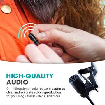 Movo LV1 Lavalier Lapel Clip on Microphone for Cameras, Camcorders and Smartphones Compatible with i...