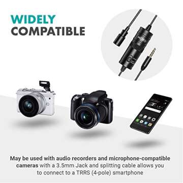 Movo LV1 Lavalier Lapel Clip on Microphone for Cameras, Camcorders and Smartphones Compatible with iPhone and Android Perfect Lav Mic for Filming Podcast, Vlogging and YouTube Videos