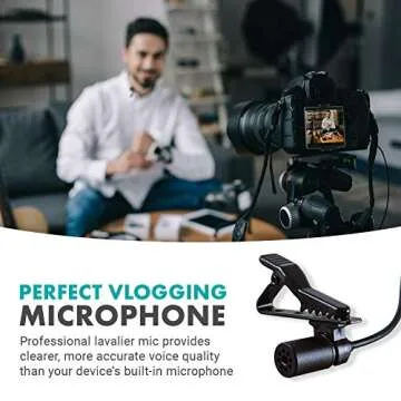Movo LV1 Lavalier Lapel Clip on Microphone for Cameras, Camcorders and Smartphones Compatible with iPhone and Android Perfect Lav Mic for Filming Podcast, Vlogging and YouTube Videos