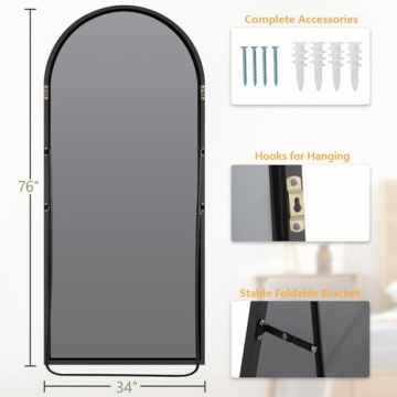 MELOMOIR 76-inch Full Length Arched Mirror for Home Styling