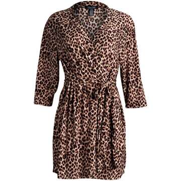 Rene Rofe Women's 3-Piece Pajama Set - Shorts, Cami and Robe, African Leopard, Size X-Large