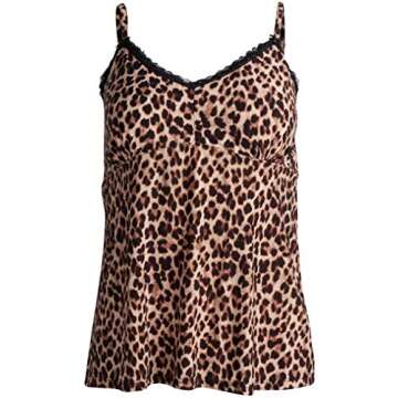 Rene Rofe Women's 3-Piece Pajama Set - Shorts, Cami and Robe, African Leopard, Size X-Large
