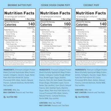 Built Puff Protein Variety Pack, High Protein Bars, Collagen, On-the-go Snacks, Breakfast Bar, Mixed Sampler: 12 Pack