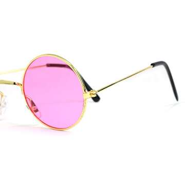 Skeleteen Pink Round Hippie Glasses for 60's Costumes