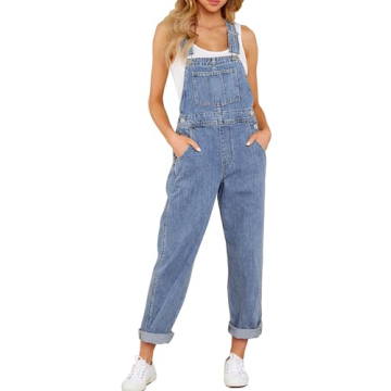 Luvamia Loose Fit Classic Bib Overall Jumpsuit - Stretchy Denim for Women