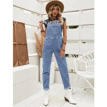 Luvamia Women's Loose Fit Denim Overall Jumpsuit - Chic & Comfortable
