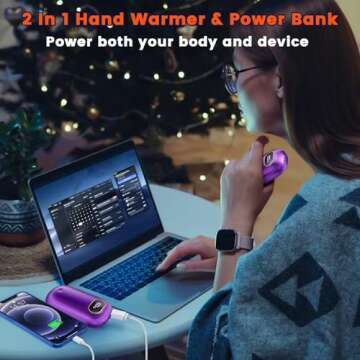 Hand Warmers Rechargeable, 7000mAh Single/Double Sided 17Hrs Max 131℉ 4 Levels Heating USB-C Reusable Electric Portable Handwarmers for Raynauds, Hunting, Golf, Camping, Women