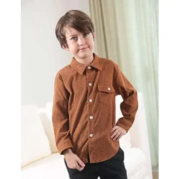 Stylish Bilison Toddler Boy Corduroy Shirt for Kids