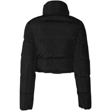 Ebifin Women's Stylish Cropped Coat - High Neck and Warm